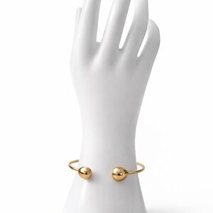 Gold Stainless Steel Ball Cuff Bracelet – Open Adjustable Design